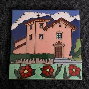 Triton Tile Hand-Painted Southwestern Adobe Mission Ceramic Trivet Hot Plate